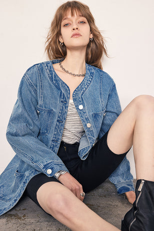 30% Off Distressed Denim Jacket - MADEINAM