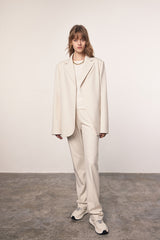 MADEINAM. White Blazer with side strap. Slim fit trouser/pant. Hailey Bieber style. The row. Size: XS,S,M,L 