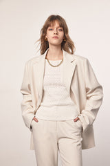 MADEINAM. White Blazer with side strap. Slim fit trouser/pant. Hailey Bieber style. The row. Size: XS,S,M,L 