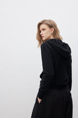 MADEINAM black cashmere hoodie. Black hoodie. Cashmere hoodie with logo embroidery. Size: xs, s, m,l