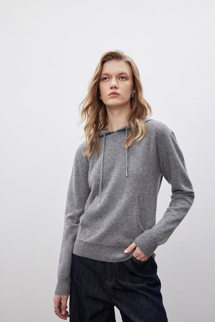 Vera Cashmere Hoodie in Grey