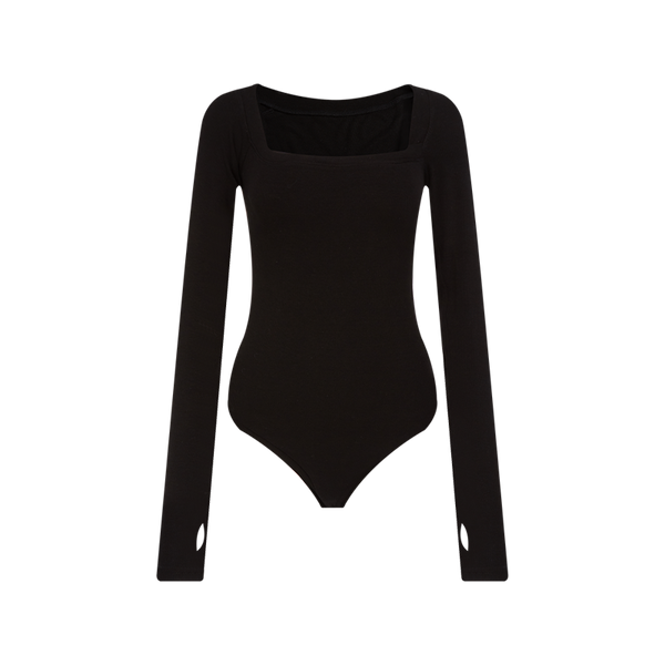 Diva One-shoulder Ribbed Stretch Bodysuit - Black