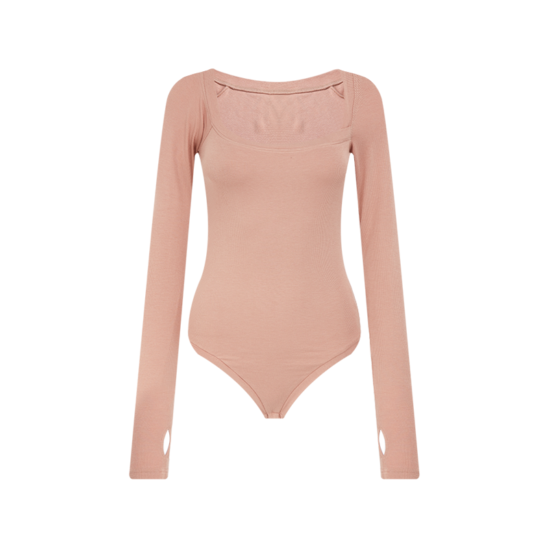 Diva One-shoulder Ribbed Stretch Bodysuit - Blush