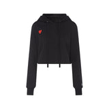 Cropped Heart Embroidered Sweatshirt