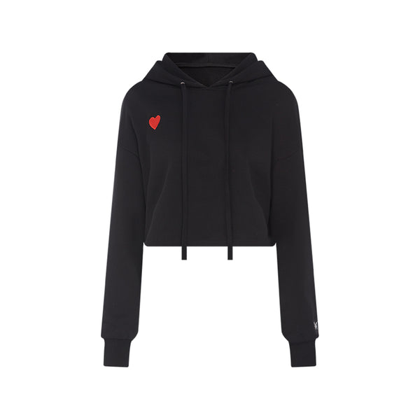 Cropped Heart Embroidered Sweatshirt