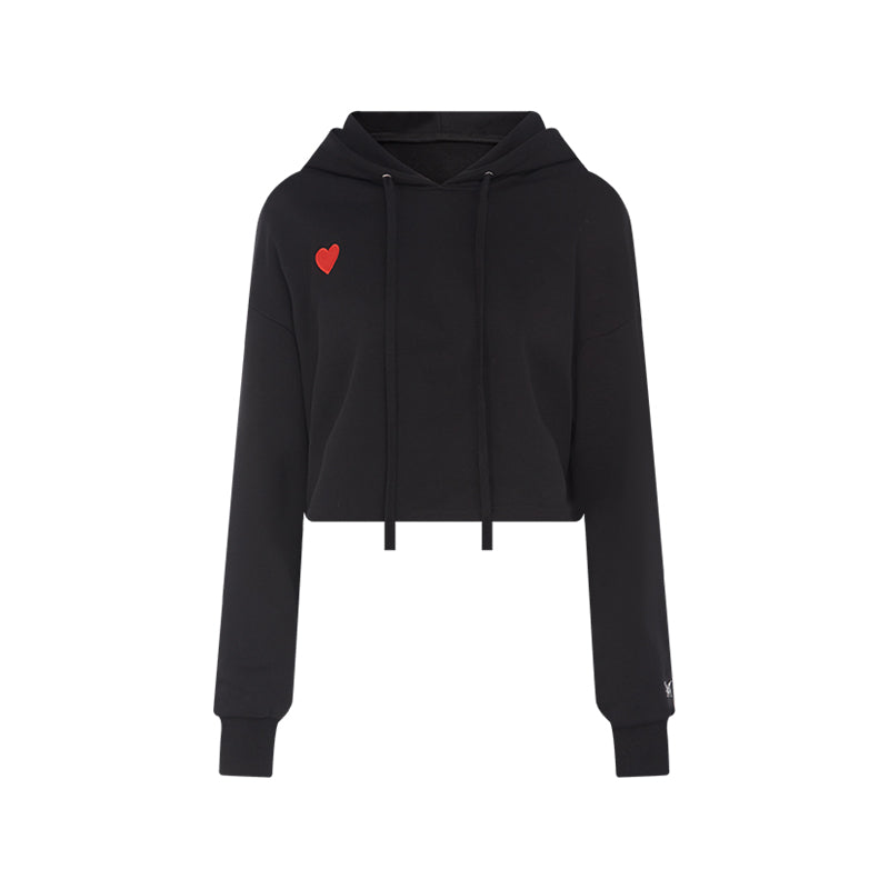 Cropped Heart Embroidered Sweatshirt