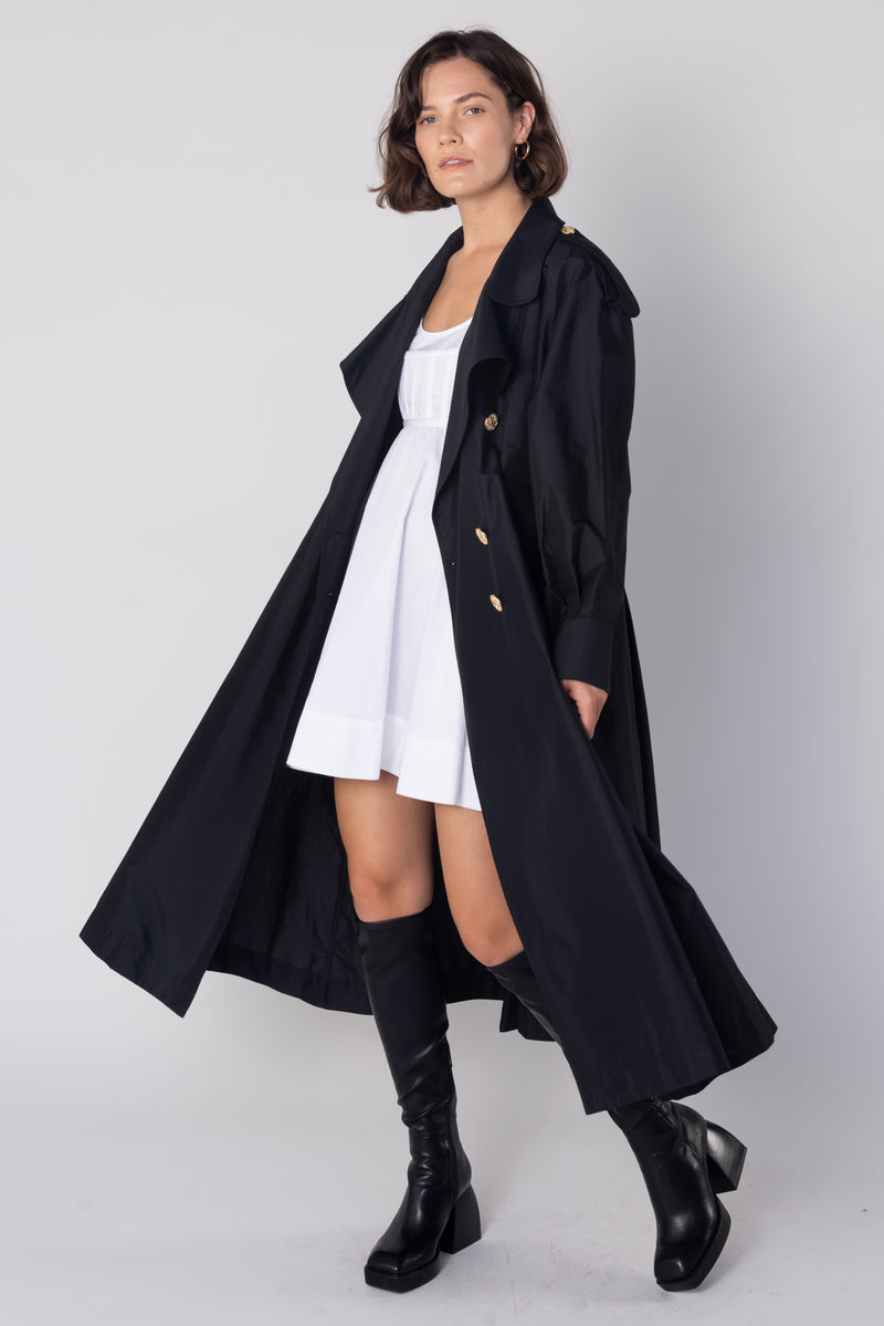 Vintage black trench on sale coat